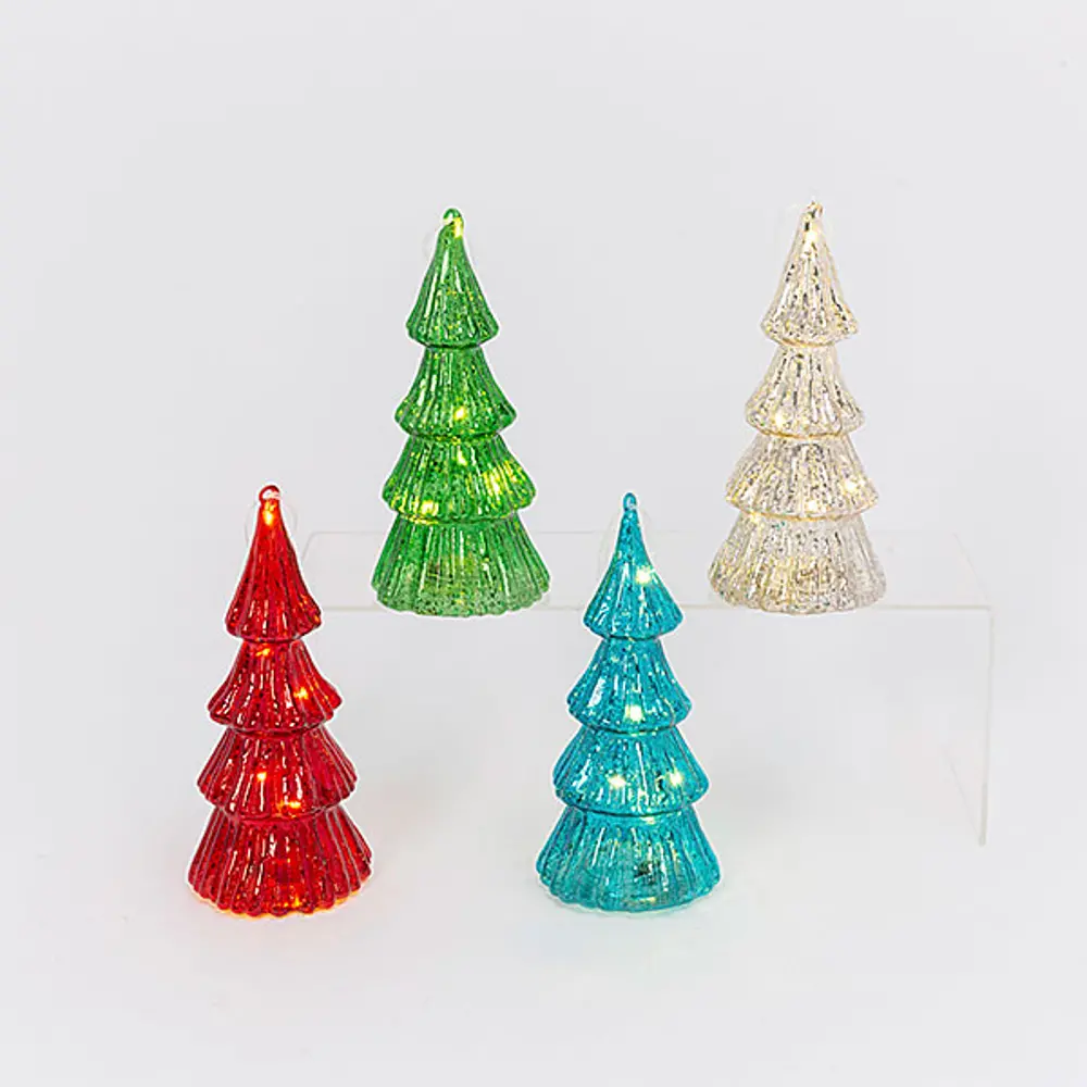 Assorted Multi Color Mercury Glass Lighted Tabletop Tree-1