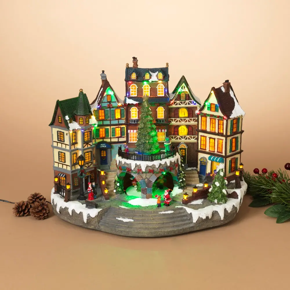 Multi Color Electric Lighted Musical Holiday Village-1