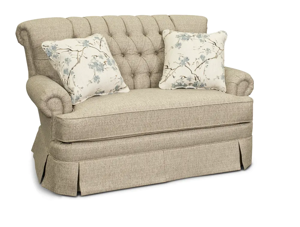 Fernwood Traditional Beige-Gray Glider Settee with 2 Throw Pillows-1