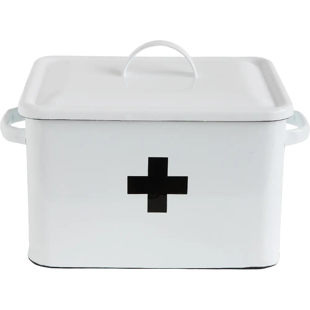 White Lidded Enamel First Aid Box-1