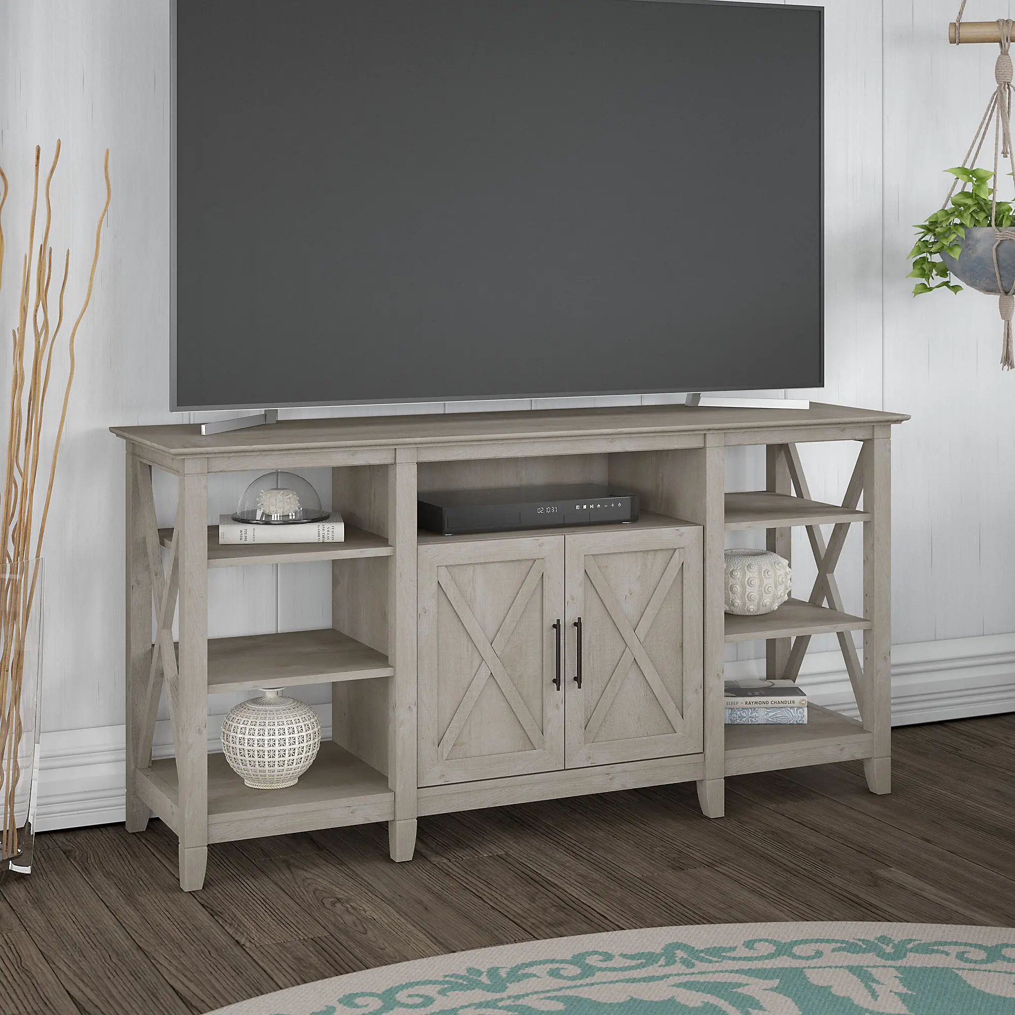 Key West Washed Gray 60 TV Stand - Bush Furniture