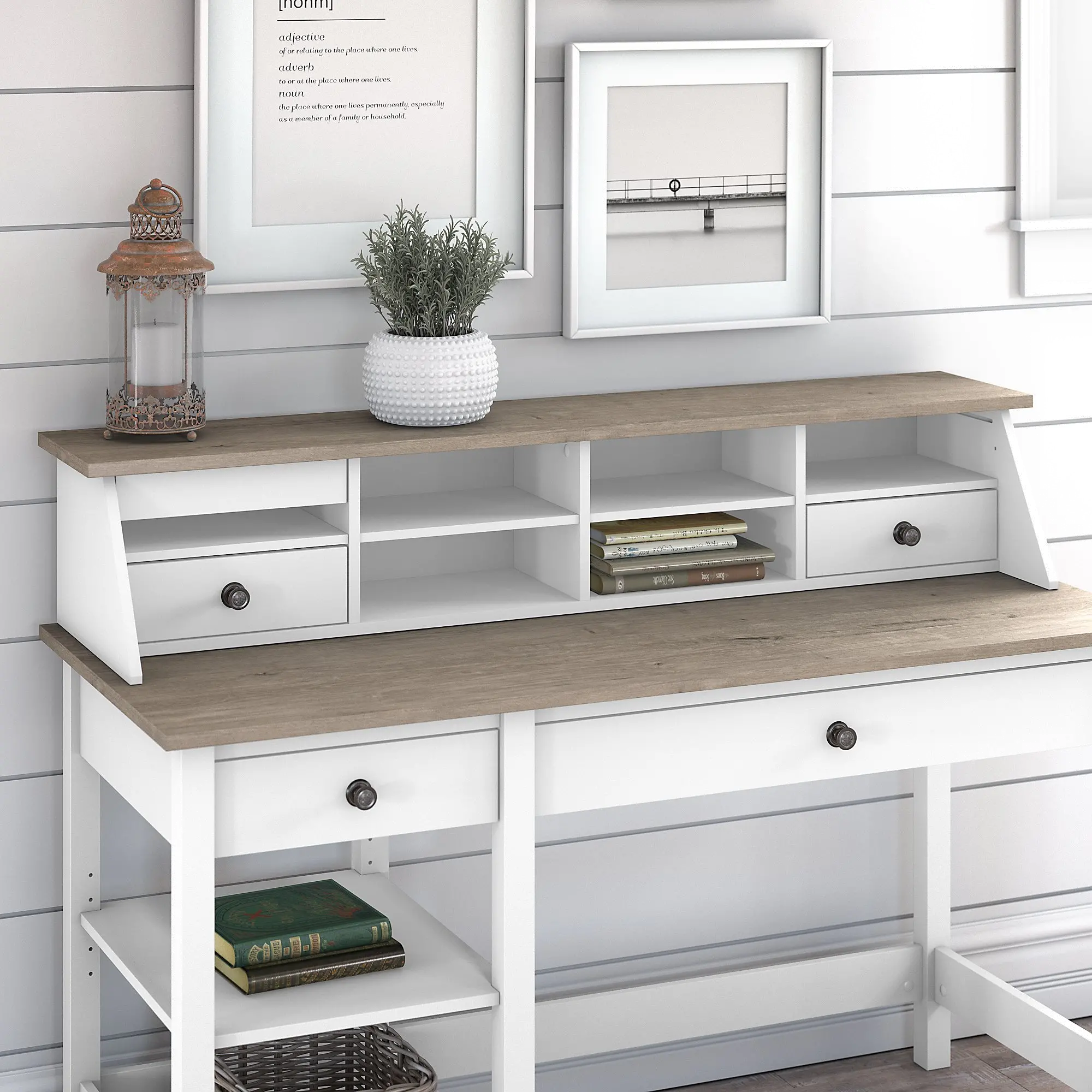Mayfield White and Gray Desktop Organizer - Bush Furniture