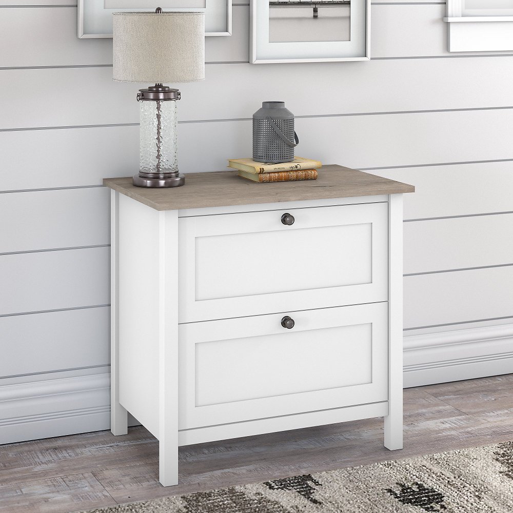 White and Gray Lateral File - Bush Furniture