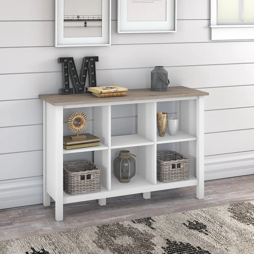 MAB145GW2-03 White and Gray 6-Cube Bookcase - Bush Furniture-1