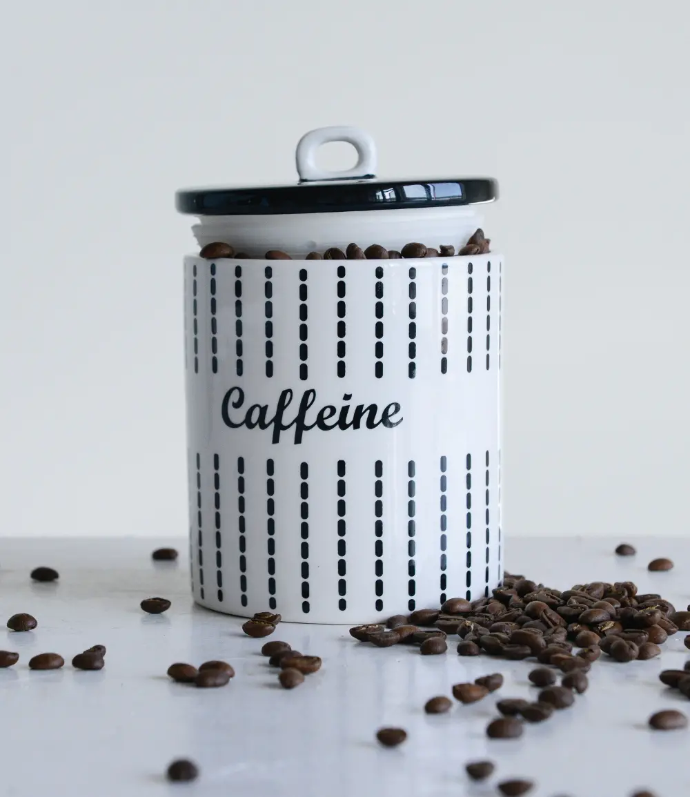 DA9492/CAFFEINE White and Black Lidded Caffeine Ceramic Canister-1