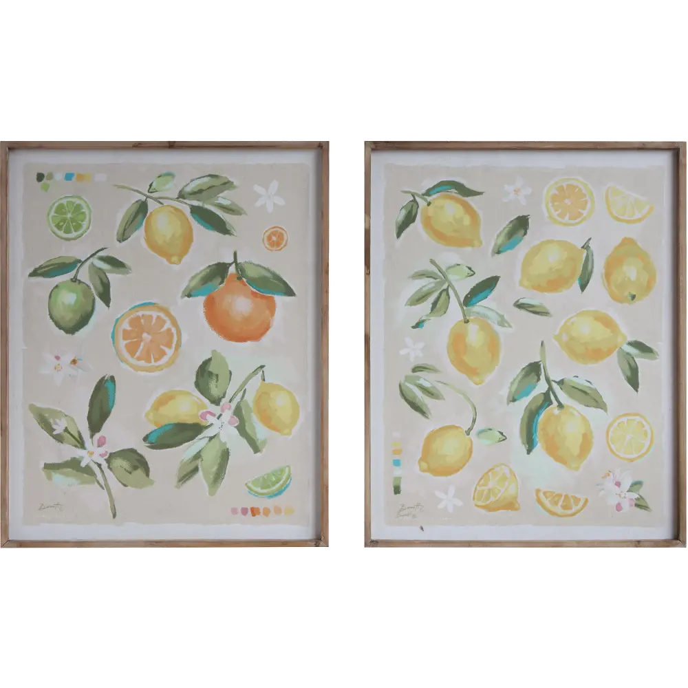Assorted Citrus Fruit Wood Framed Canvas Wall Decor-1