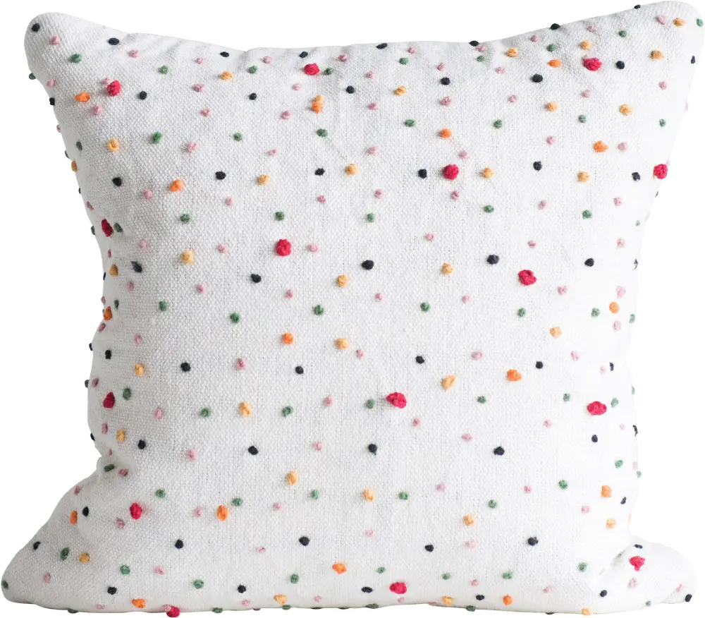 DA9845/MULTIPILLOW Cotton Throw Pillow with Multi Color French Knots-1