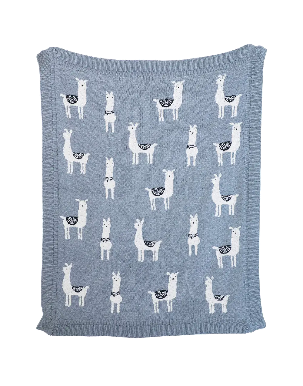 DA9874/LLAMATHROW Gray Cotton Knit Llama Throw Blanket-1