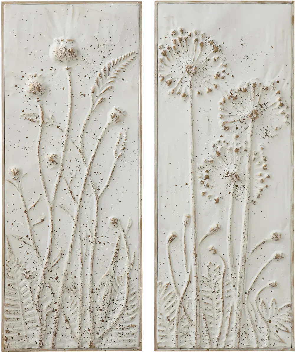DF0258A-A/2-IND Assorted Distressed White Embossed Flower Metal Wall Decor-1