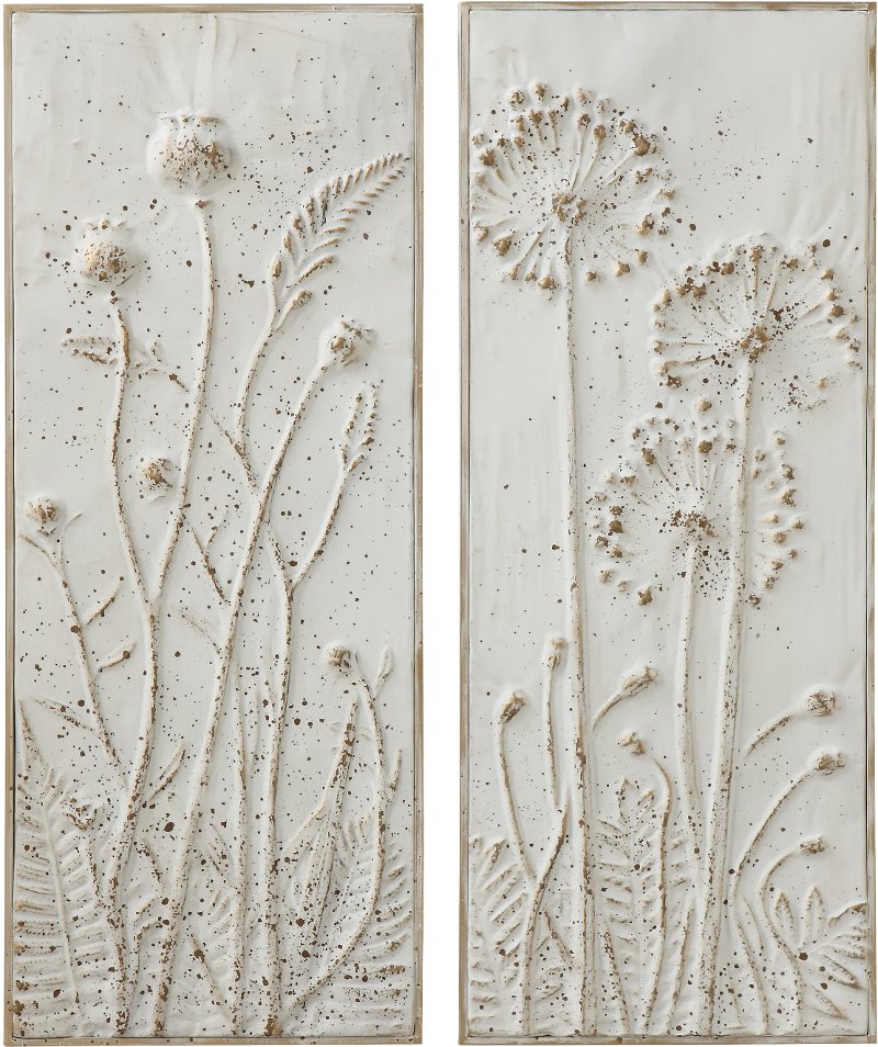 Assorted Distressed White Embossed Flower Metal Wall Decor Rc Willey - White Gold Flower Metal Wall Decor