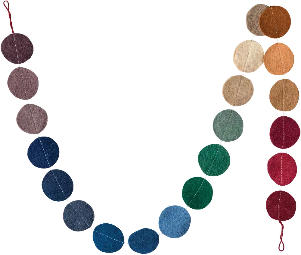 DF0739/FELTGARLAND Multi Color Wool Felt Garland with Flat Circles-1
