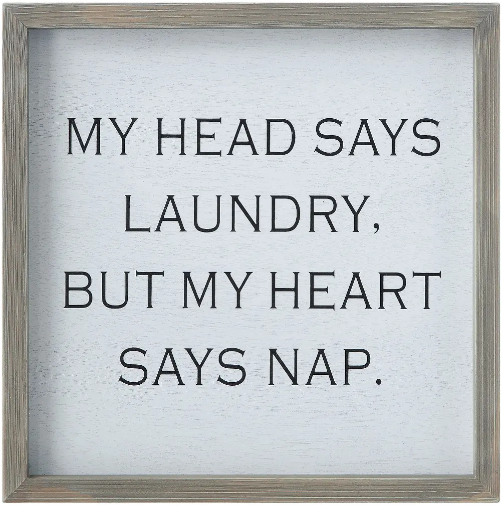 DF1506/LAUNDRYSIGN My Head Says Laundry Wall Sign in Light Wood Frame-1