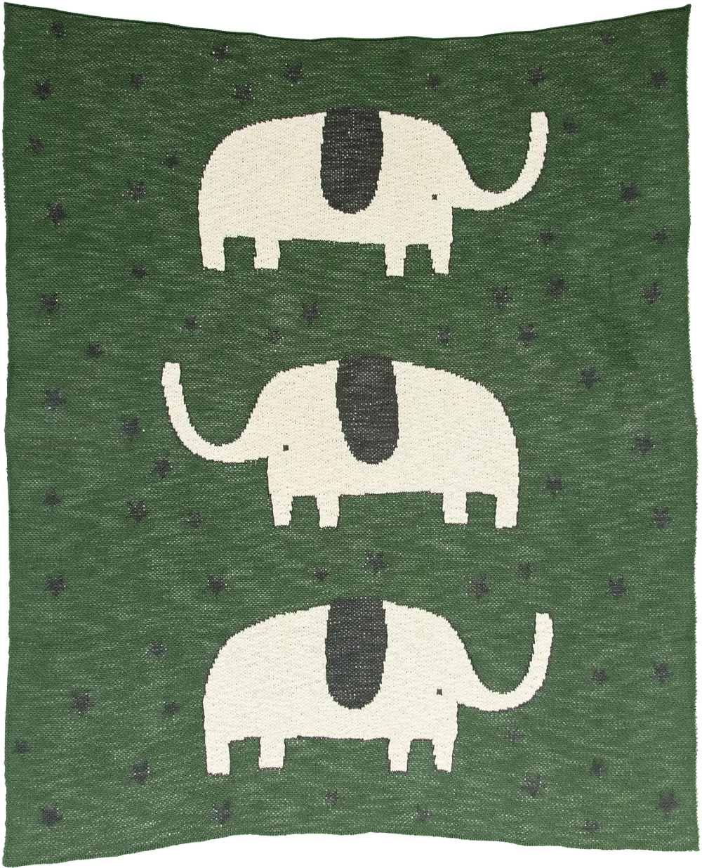 DF1712/GRNBLNKT Green Elephant Cotton Knit Baby Throw Blanket-1