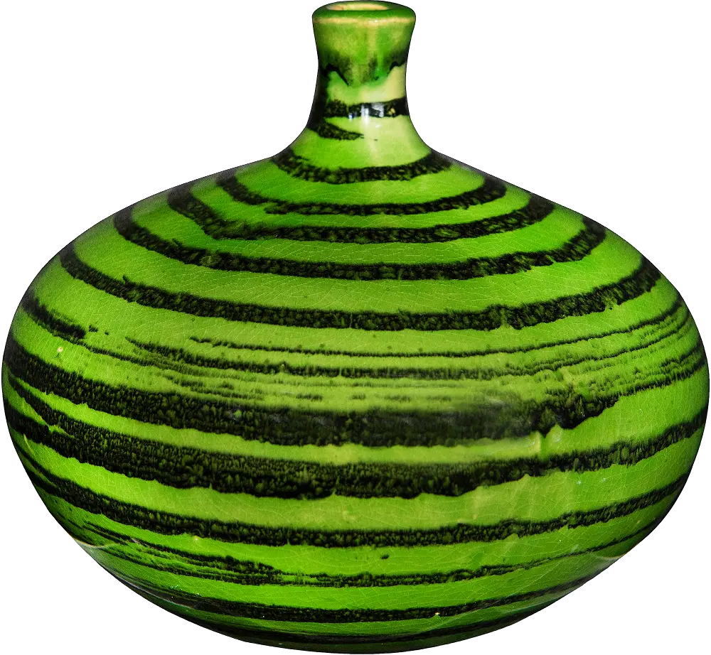 DF1821/GREENVASE 5 Inch Green Stoneware Vase with Malachite Glaze-1