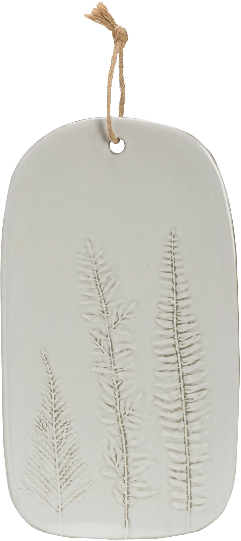 DF1838/WHTBOARD White Porcelain Serving Board with Frond Impressions-1