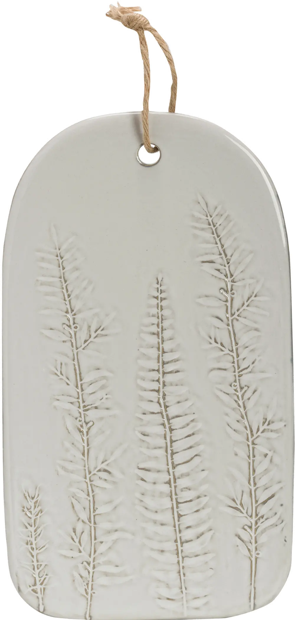 DF1839/WHTBOARD White Porcelain Serving Board with Frond Impressions-1