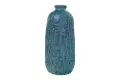 13 Inch Matte Blue Terracotta Vase with Reactive Glaze
