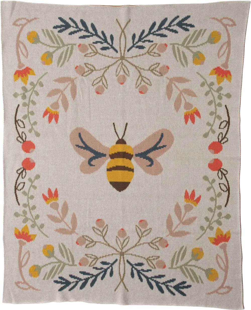 DF2526/BEEBLNKT Multi Color Cotton Knit Baby Blanket with Bee-1