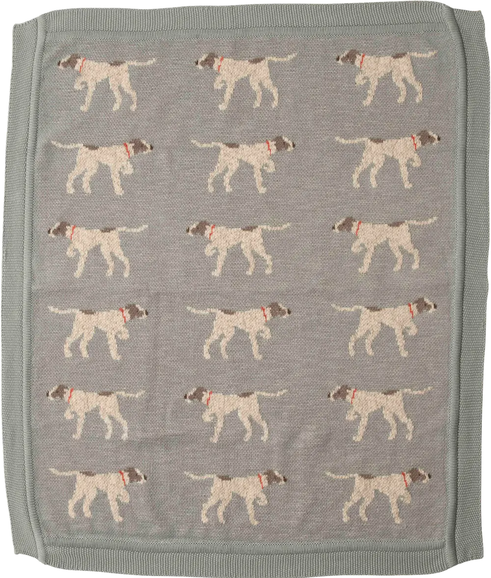 DF2527/DOGBLNKT Blue Cotton Knit Dog Baby Blanket Throw-1