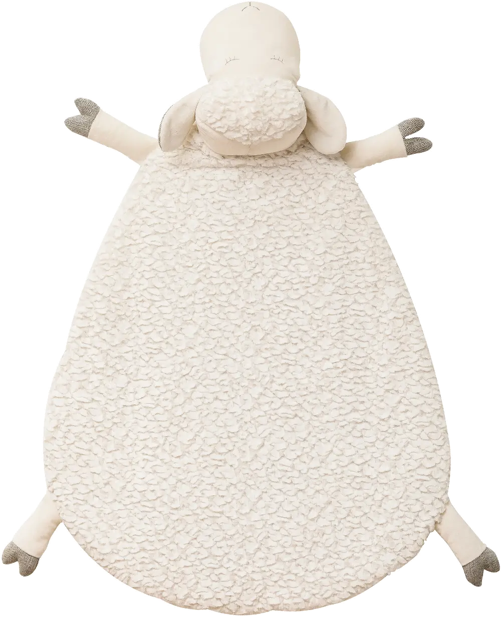 DF2661/WHTSHEEP White Fabric Tummy Time Sheep Mat-1
