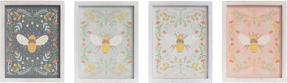 DF2796A Assorted Multi Color Bee and Floral Wooden Wall Decor-1