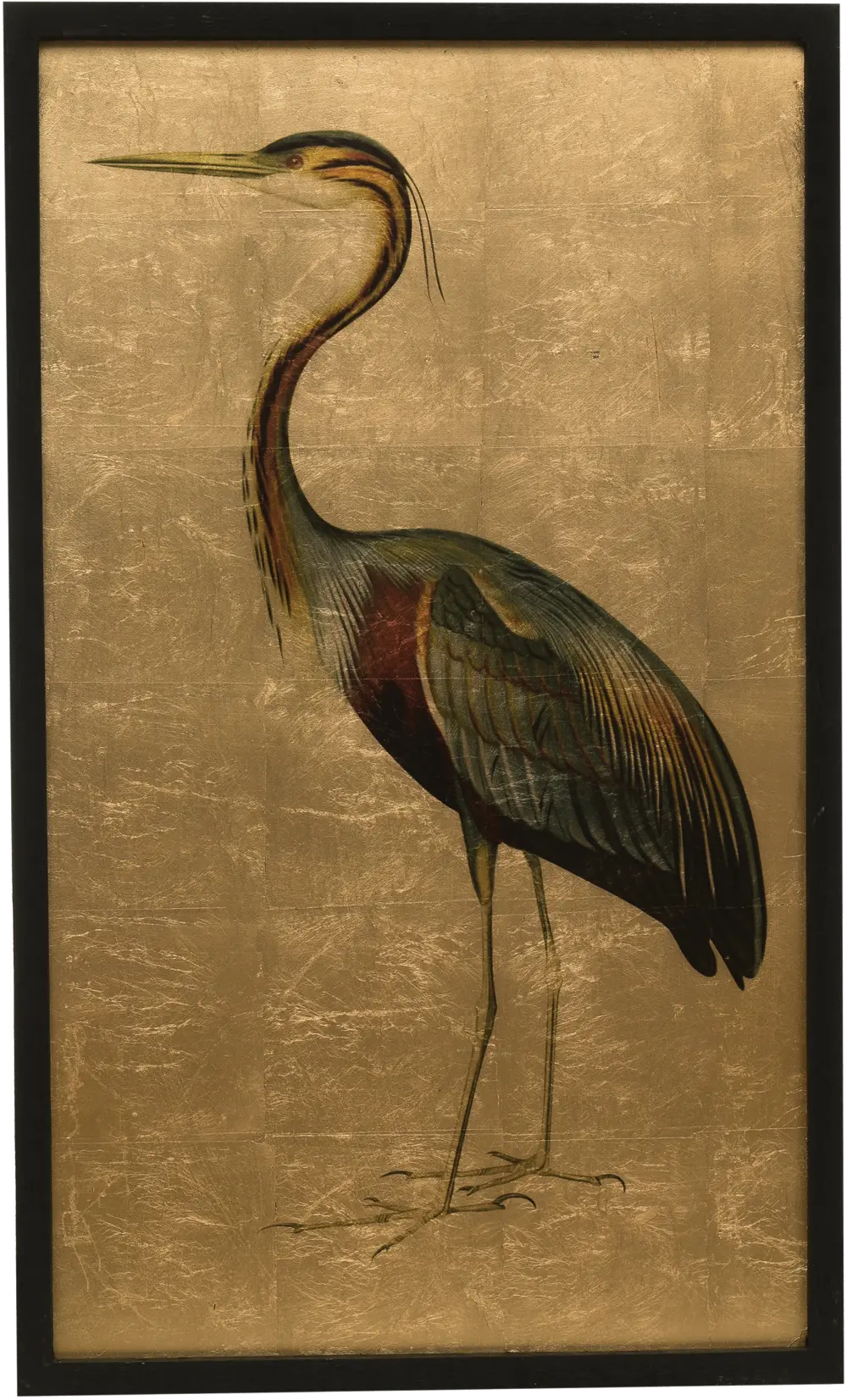 DF2869/HERONART Gold Foil Heron Wood Framed Wall Art-1