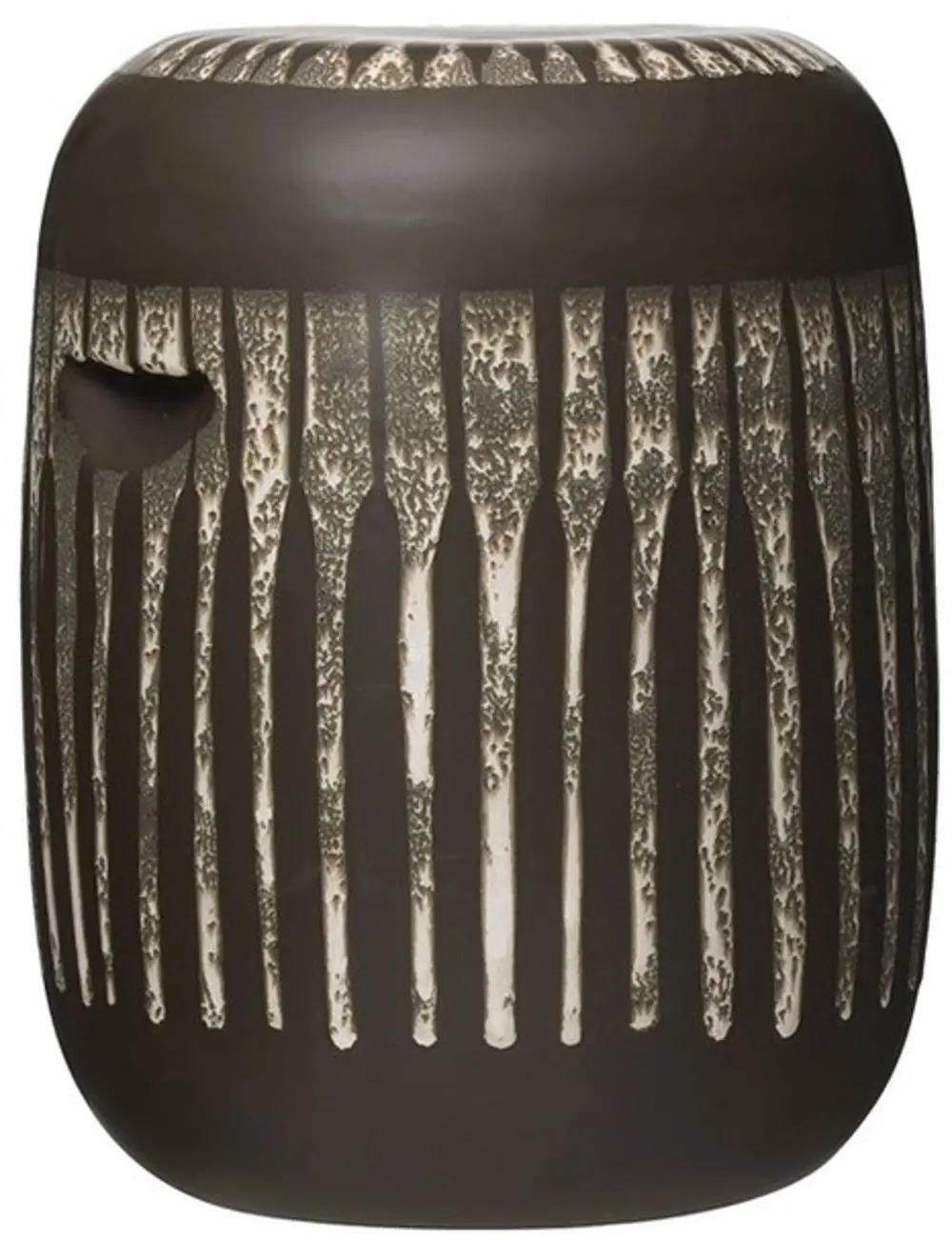 DF2954/BLKSTOOL Black Stoneware Side Table/Stool with Reactive Glaze-1