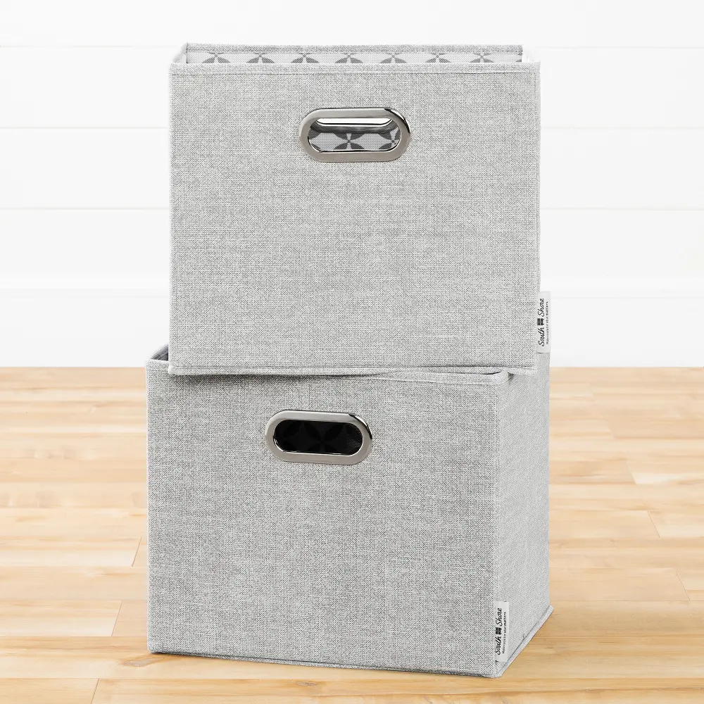 100385 Modern Gray Fabric Storage Baskets (Set of 2) - Storit-1