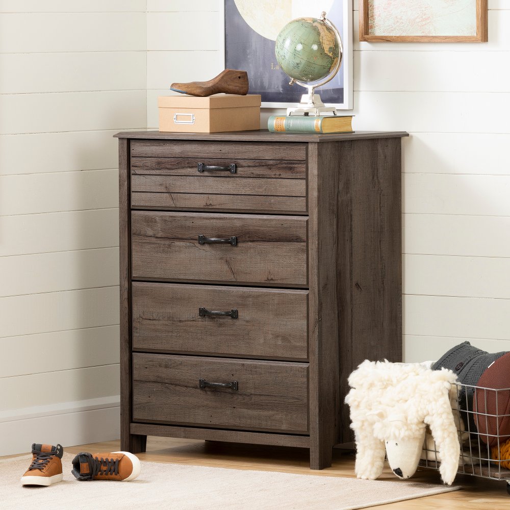 Ulysses Brown Oak 4-Drawer Chest - South Shore