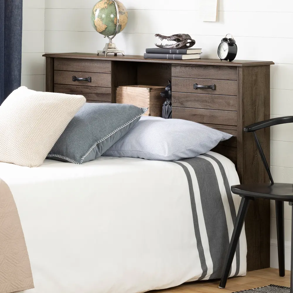 11913 Ulysses Brown Oak Full Bookcase Headboard - South Shore-1