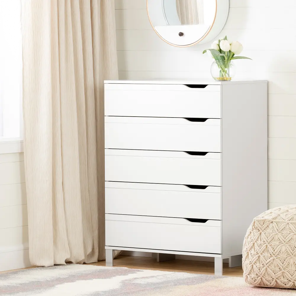 12130 Kanagane Contemporary White Chest of Drawers - Kanagane - South Shore-1