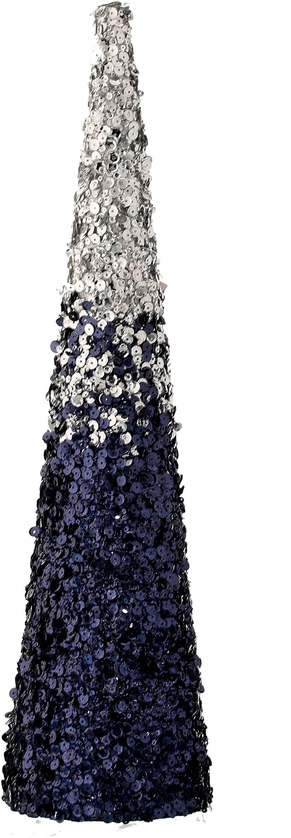 18 Inch Blue and Silver Shaded Sequin Cone Tree-1