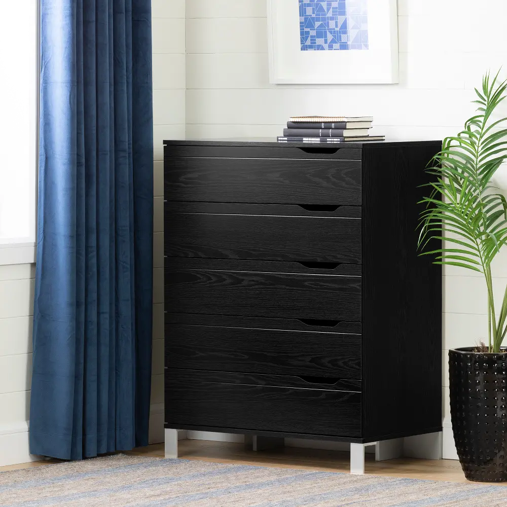 12131 Contemporary Black Chest of Drawers - Kanagane-1