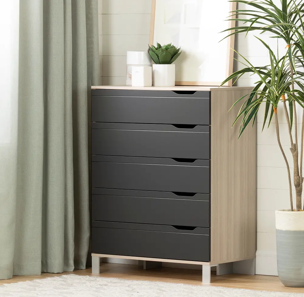 12132 Contemporary Charcoal Gray Chest of Drawers - Kanagane-1