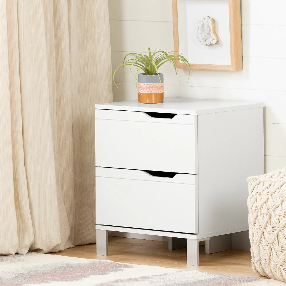 12133 Kanagane Contemporary White Nightstand - South Shore-1