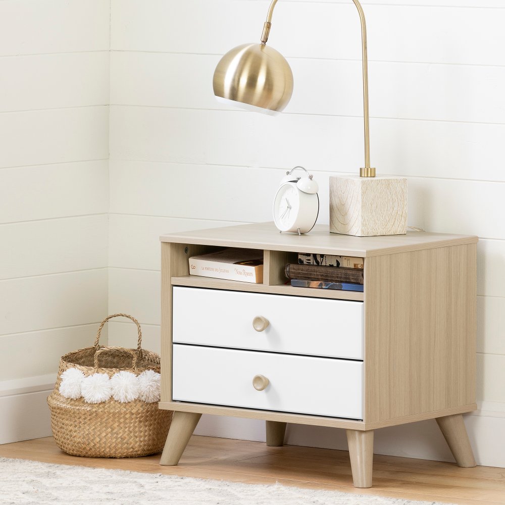 Yodi Modern Soft Elm and White Nightstand - South Shore