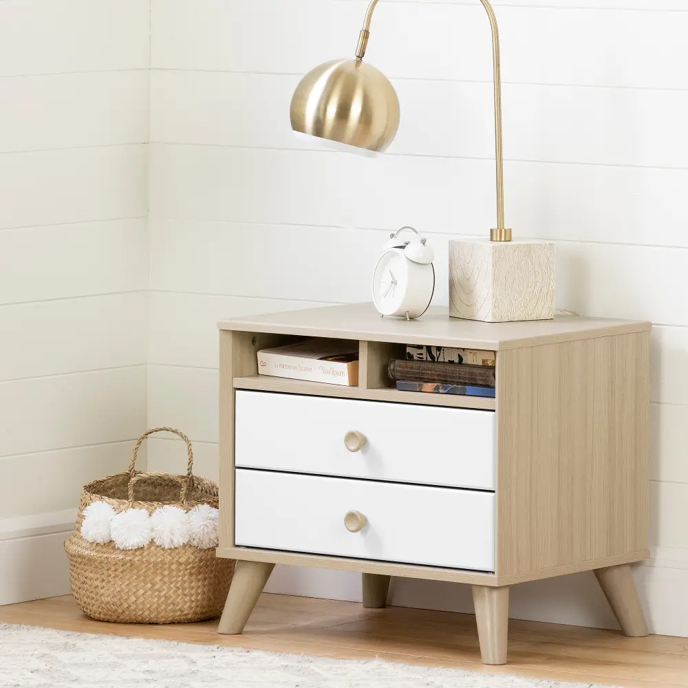 12171 Yodi Modern Soft Elm and White Nightstand - South Shore-1