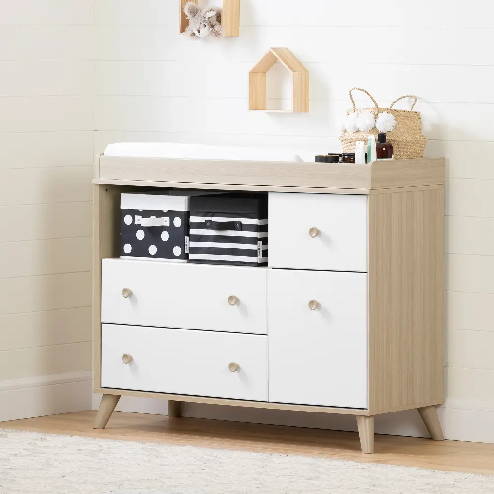 12172 Yodi Modern Soft Elm and White Changing Table - South Shore-1