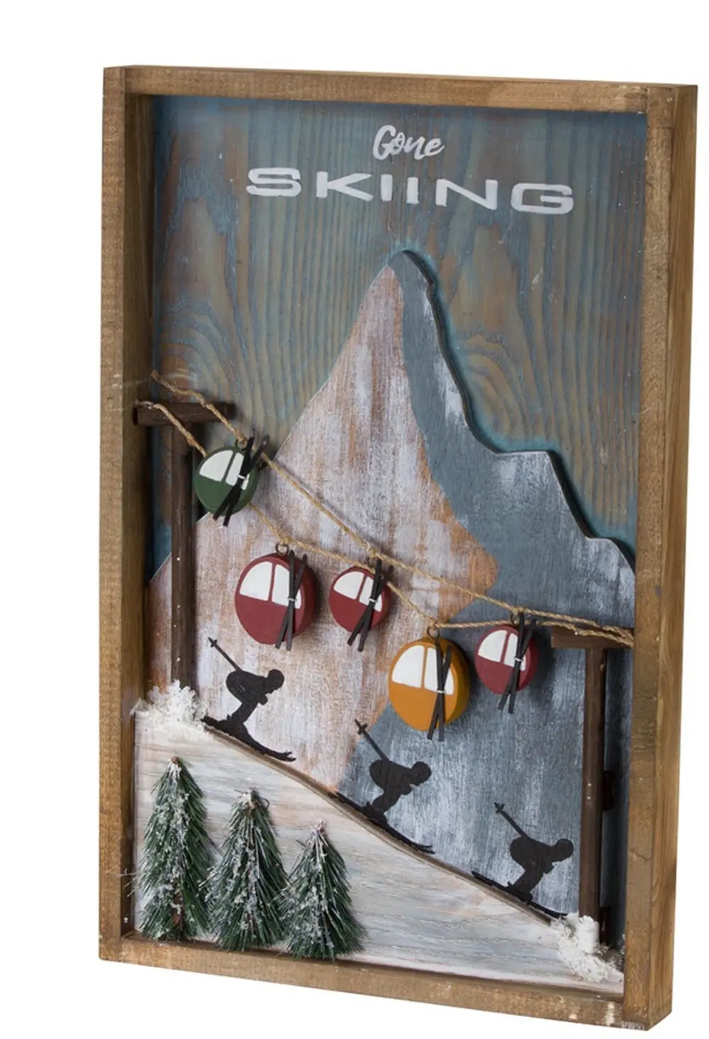 Multi Color Gone Skiing Wall Sign Winter Decoration-1