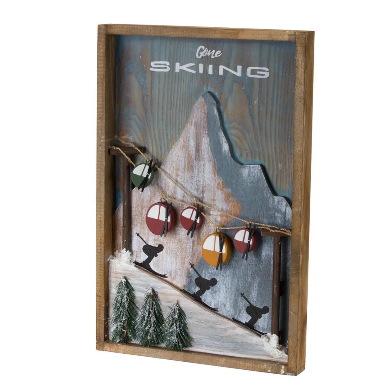 Multi Color Gone Skiing Wall Sign Winter Decoration-1