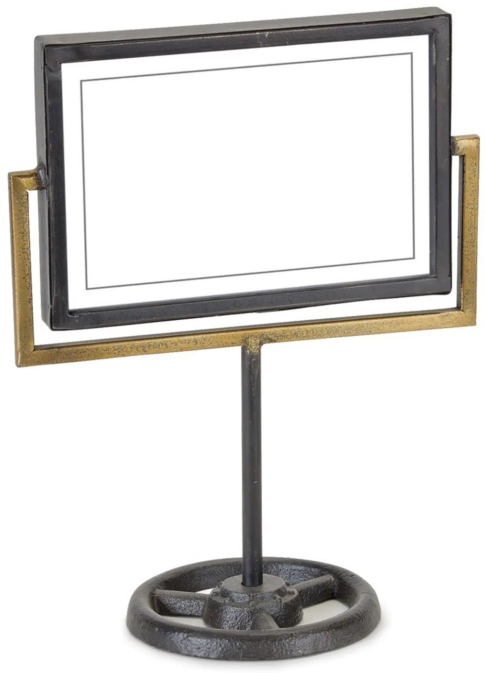 Black and Gold Horizontal Picture Frame on Stand-1