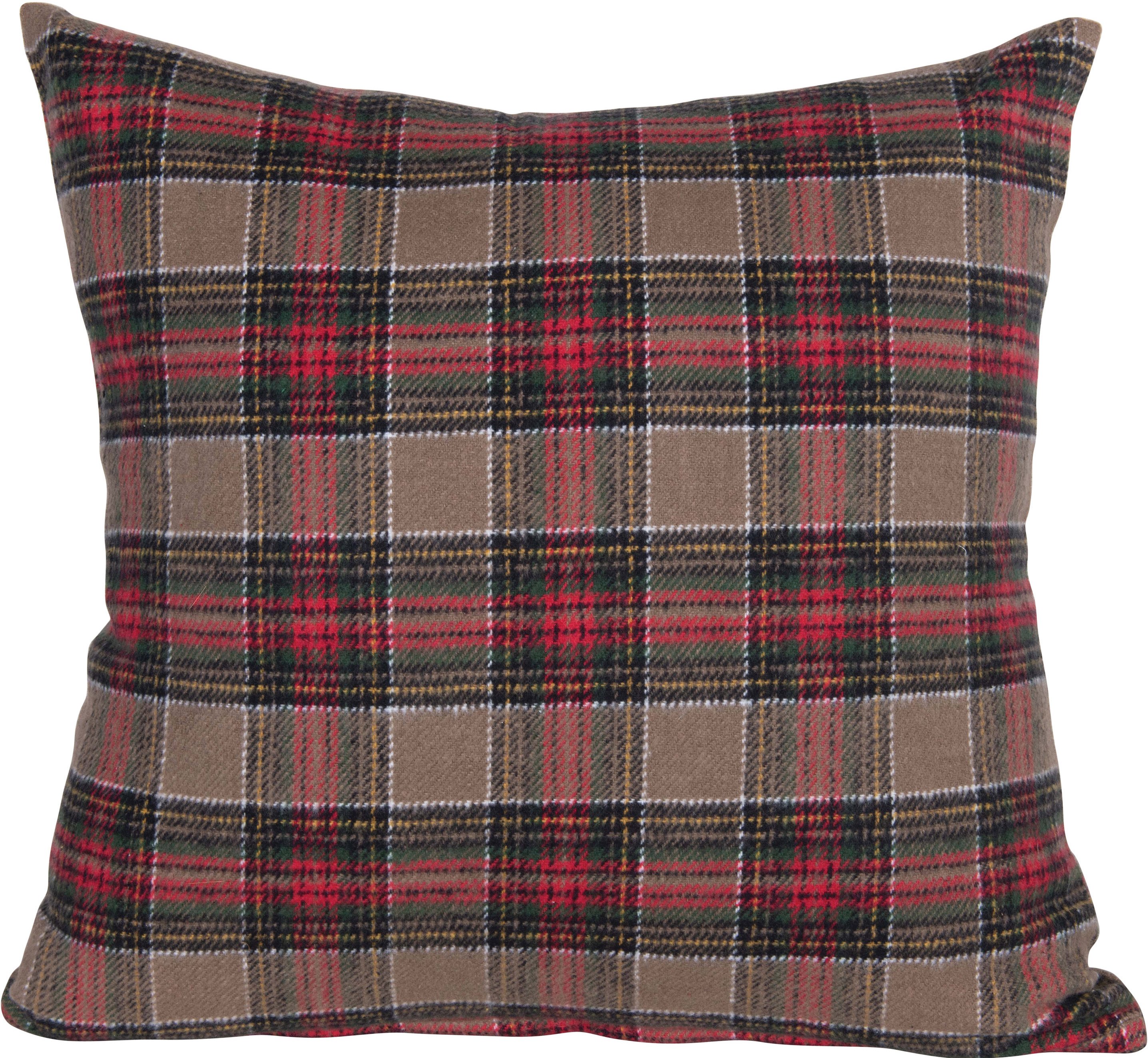 Tan Plaid Brushed Cotton Plaid Cotton Throw Pillow