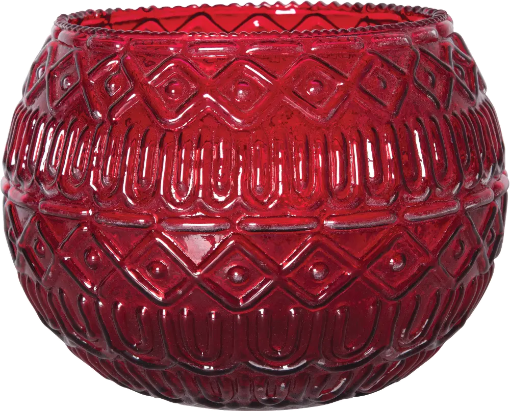 XM6884/REDHLDR/VASE Red Pressed Glass Votive Holder Vase-1