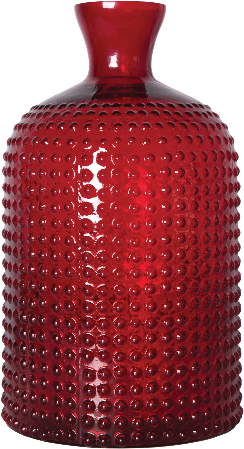 Red Glass Hobnail Bottle Vase-1