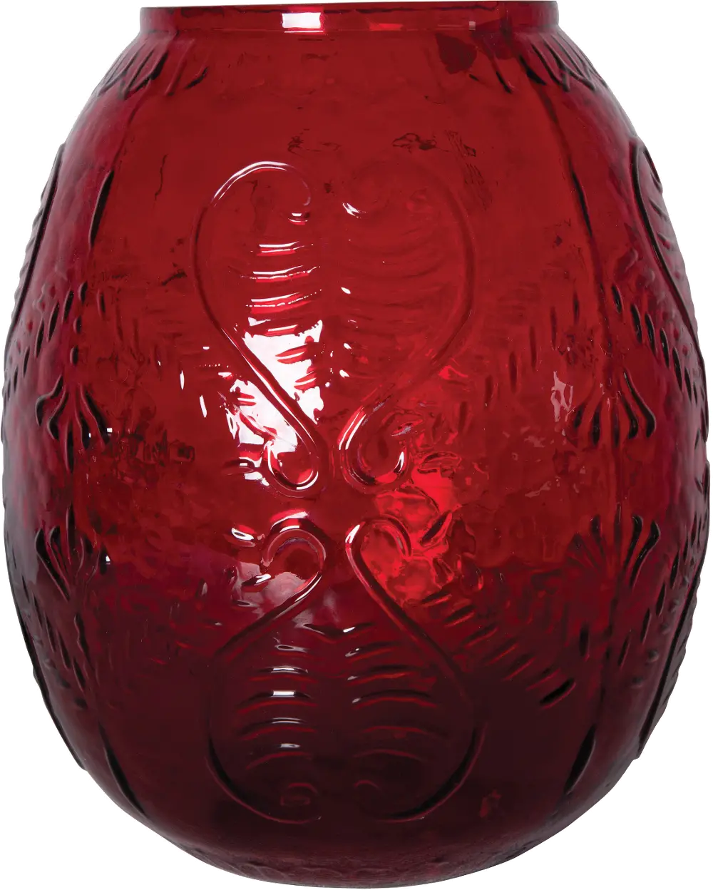 XM6882/REDVASE Red Pressed Glass Votive Holder Vase-1