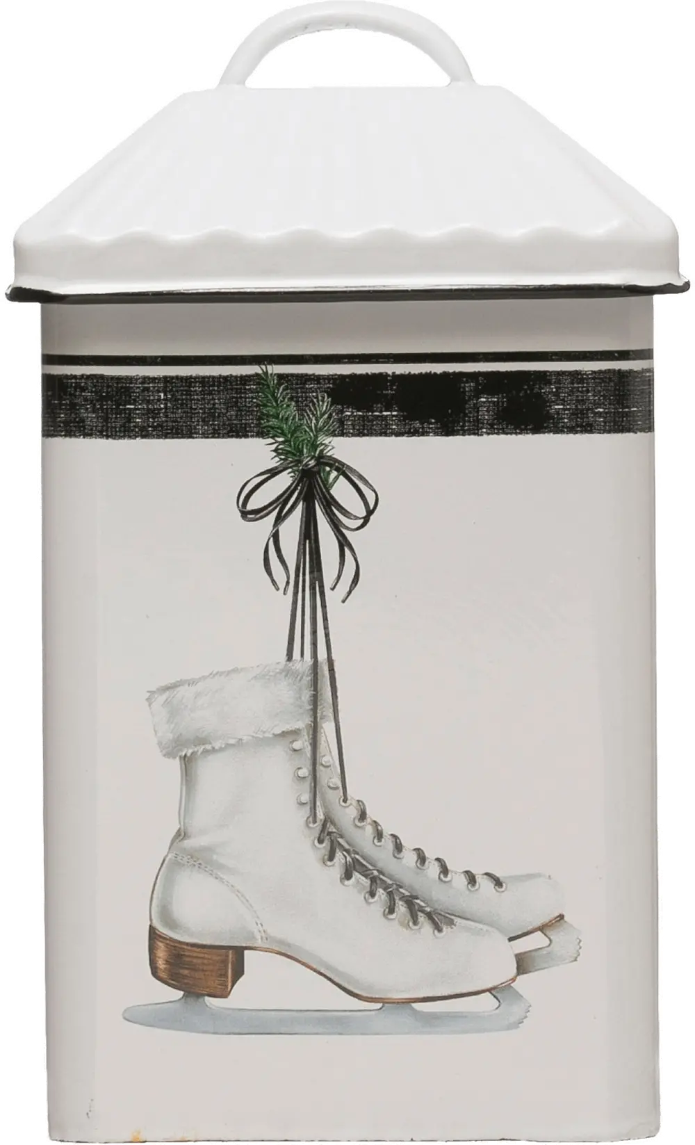 XM5469/ICESKATES Gray and White Ice Skates Enameled Container with Lid-1