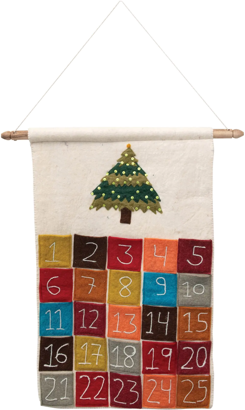 XM7070/ADVENTCLNDR Multi Color Hanging Felt Advent Holiday Calendar with Pockets-1