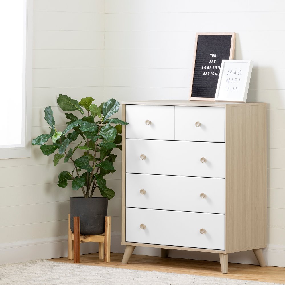 Yodi Modern Soft Elm and White Chest of Drawers - South Shore