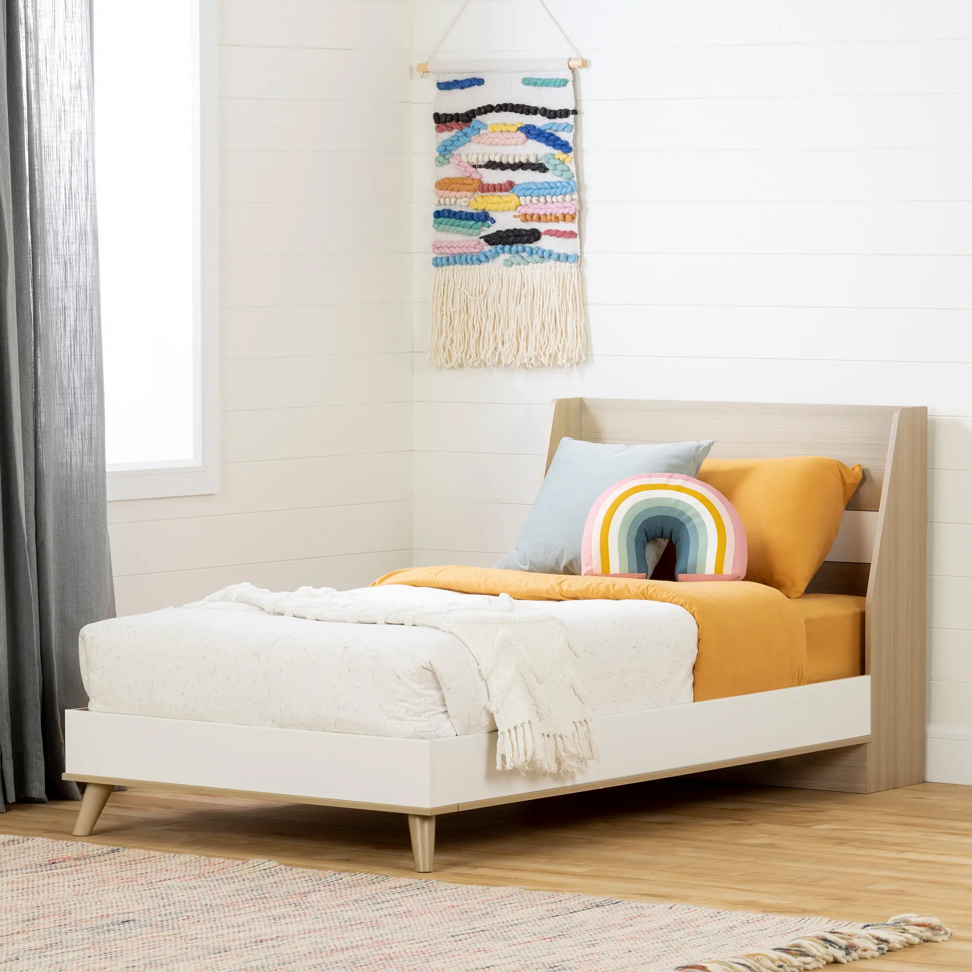 Yodi Modern Soft Elm and White Twin Bed - South Shore