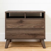 Modern Walnut Brown and White Nightstand - Yodi | RC Willey Furniture Store